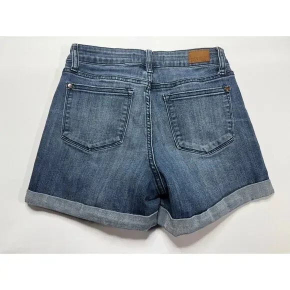 Judy Blue Women's Cuffed Button Fly Blue Stretch Denim Jeans - Size 27x3.5 - Picture 2 of 5